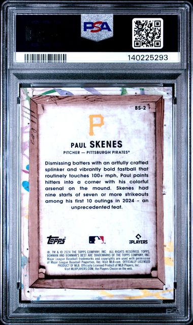 Graded 2024 Topps Bowmans Best Paul Skenes #BS2 Bowman Showpieces Mini Diamond Rookie RC Baseball Card PSA 10 Gem Mint - Image 2