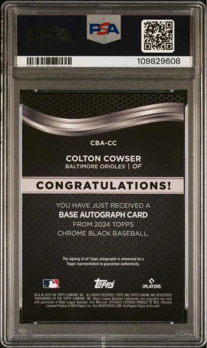 Graded 2024 Topps Chrome Black Colton Cowser #CC Autograph Rookie RC Baseball Card PSA 10 Gem Mint - Image 2