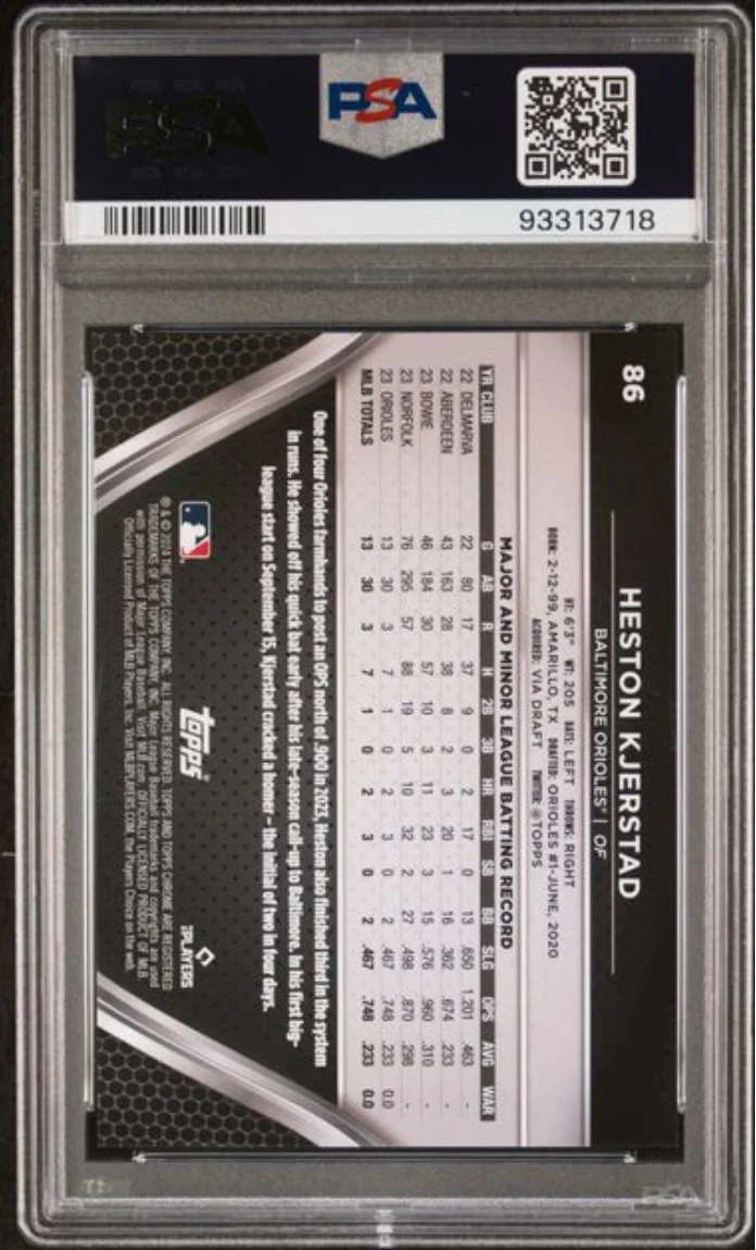 Graded 2024 Topps Chrome Black Heston Kjerstad #86 Green Wave /99 Rookie RC Baseball Card PSA 10 Gem Mint - Image 2