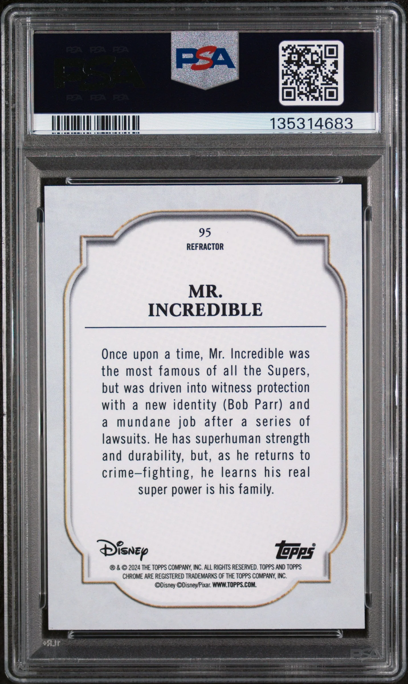 Graded 2024 Topps Chrome Disney Mr. Incredible #95 Refractor The Incredibles Trading Card PSA 10 Gem Mint - Image 2