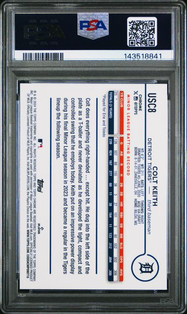 Graded 2024 Topps Chrome Update Colt Keith #USC8 Gold Raywave #/50 Rookie RC Baseball Card PSA 10 Gem Mint - Image 2
