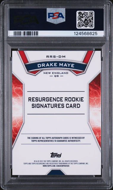 Graded 2024 Topps Resurgence Drake Maye #RRSDM /249 Aqua Surge Auto Rookie RC Football Card PSA 9 Mint - Image 2