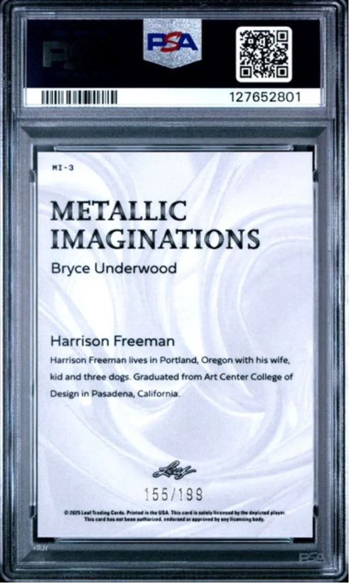 Graded 2025 Leaf Bryce Underwood #MI3 Metallic Imaginations Series 2 Red /199 Rookie RC Football Card PSA 10 Gem Mint - Image 2