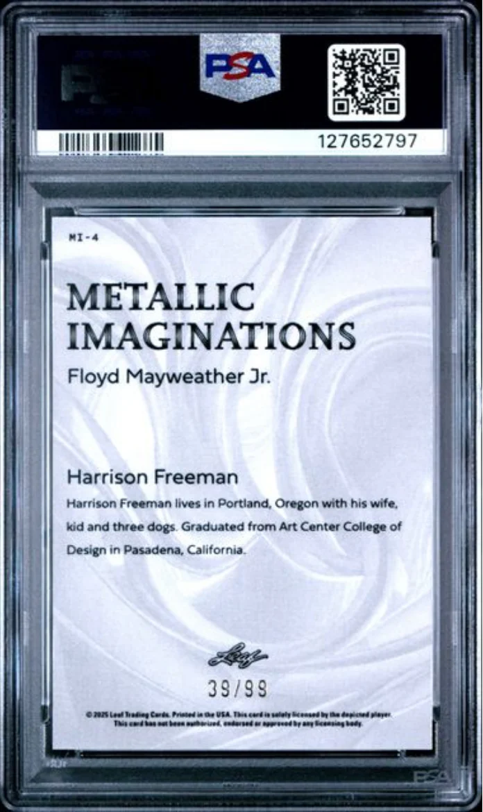 Graded 2025 Leaf Floyd Mayweather Jr #MI4 Metallic Imaginations Series 2 Gold /99 Boxing Card PSA 10 Gem Mint - Image 2