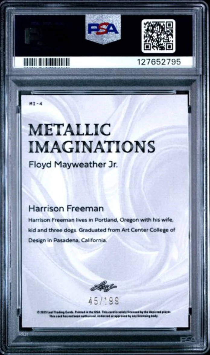 Graded 2025 Leaf Floyd Mayweather Jr #MI4 Metallic Imaginations Series 2 Red /199 Boxing Card PSA 10 Gem Mint - Image 2
