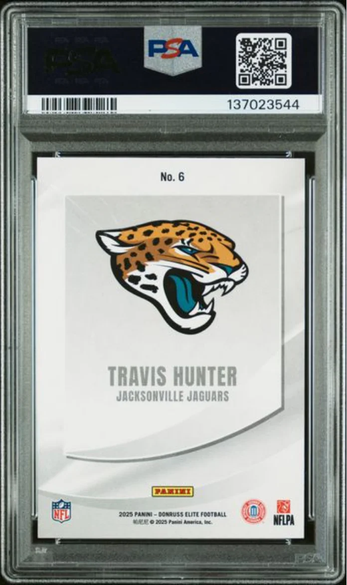 Graded 2025 Panini Donruss Elite Travis Hunter #6 Rookie Elitist /799 Rookie RC Football Card PSA 10 Gem Mint - Image 2