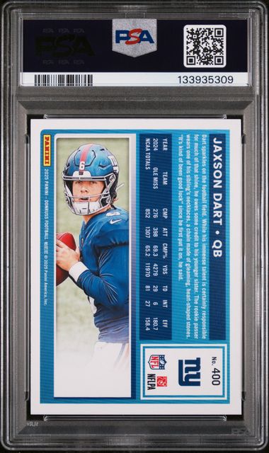 Graded 2025 Panini Donruss Jaxson Dart #400 Rookie RC Football Card PSA 10 Gem Mint - Image 2