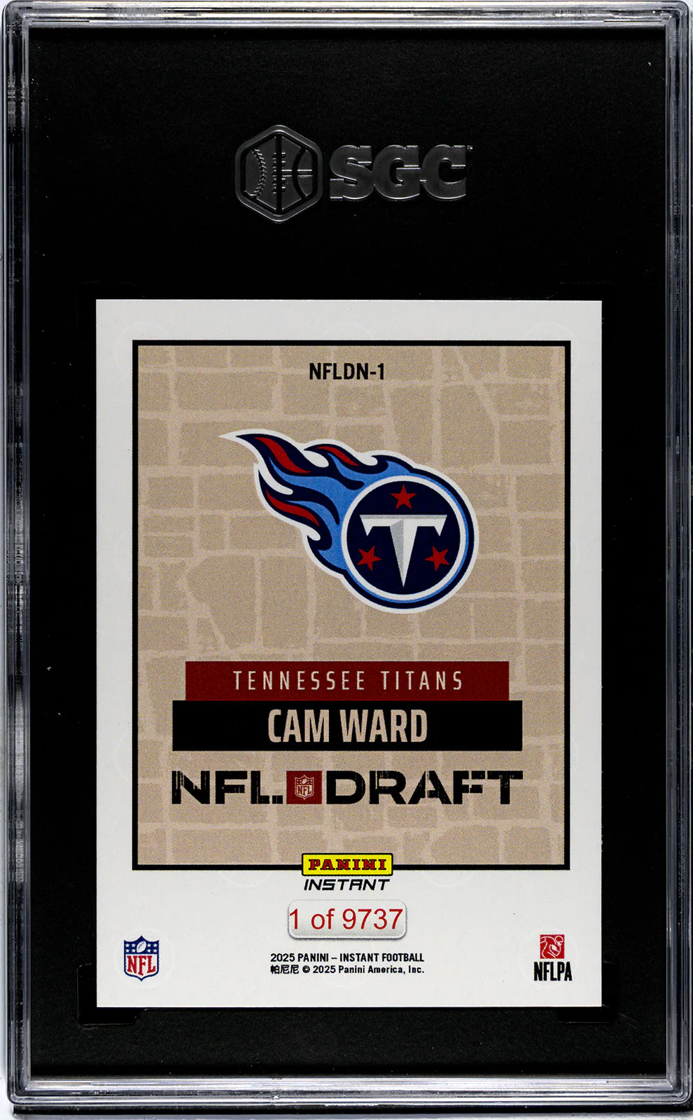 Graded 2025 Panini Instant Cam Ward #NFLDN1 NFL Draft Night Rookie RC Football Card SGC 10 Gem Mint - Image 2