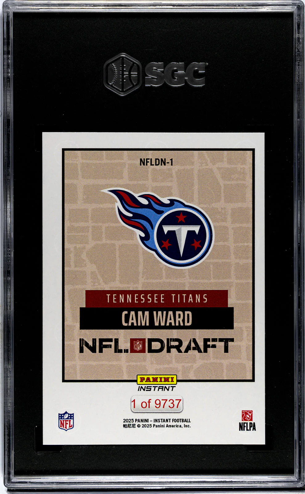 Graded 2025 Panini Instant Cam Ward #NFLDN1 NFL Draft Night Rookie RC Football Card SGC 9.5 Mint+ - Image 2