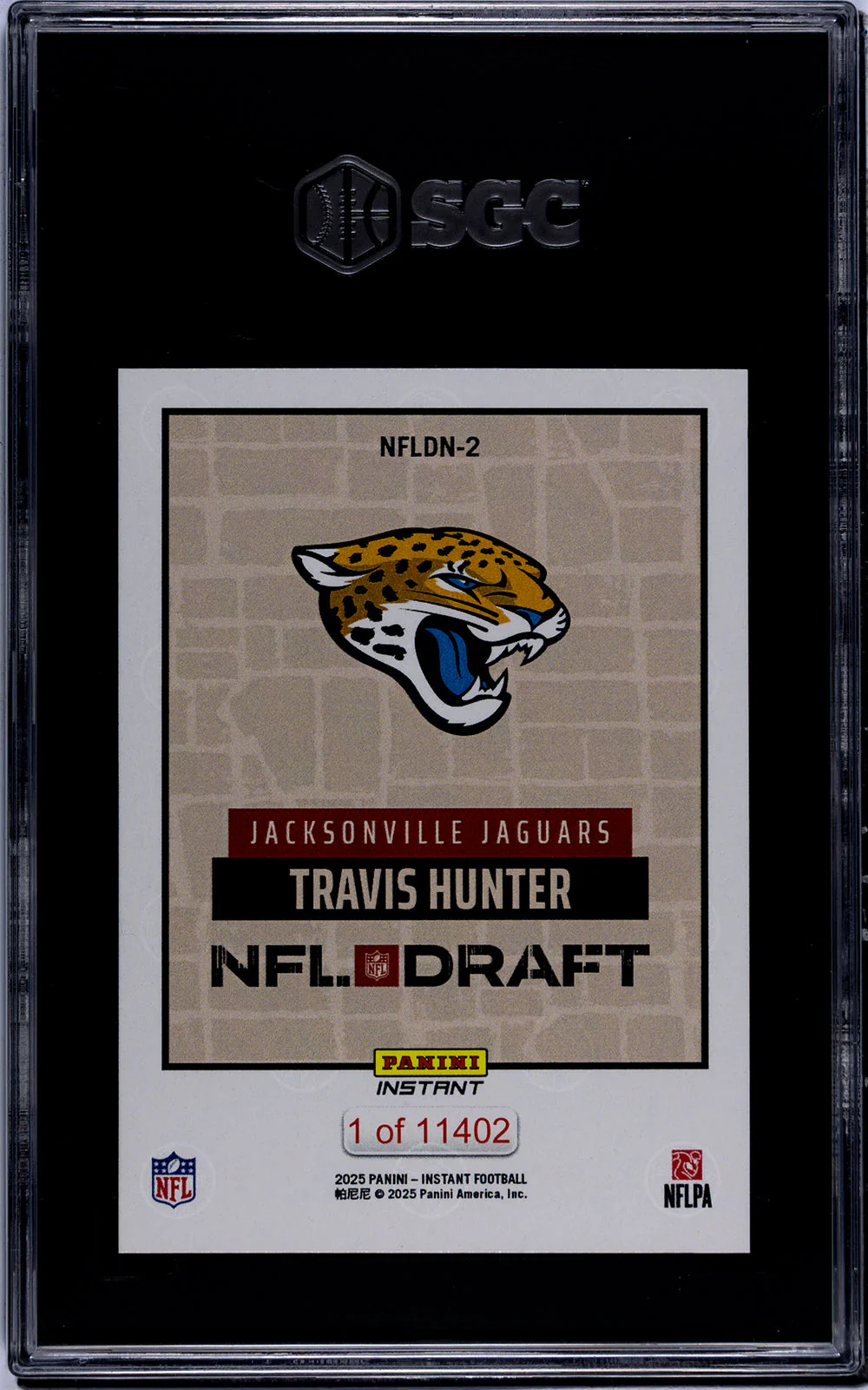 Graded 2025 Panini Instant Travis Hunter #NFLDN2 NFL Draft Night Rookie RC Football Card SGC 10 Gem Mint - Image 2