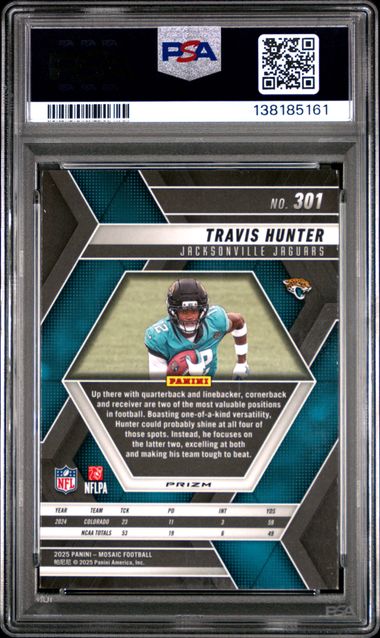 Graded 2025 Panini Mosaic Travis Hunter #301 Cookies Case Hit Rookie RC Football Card PSA 10 Gem Mint - Image 2