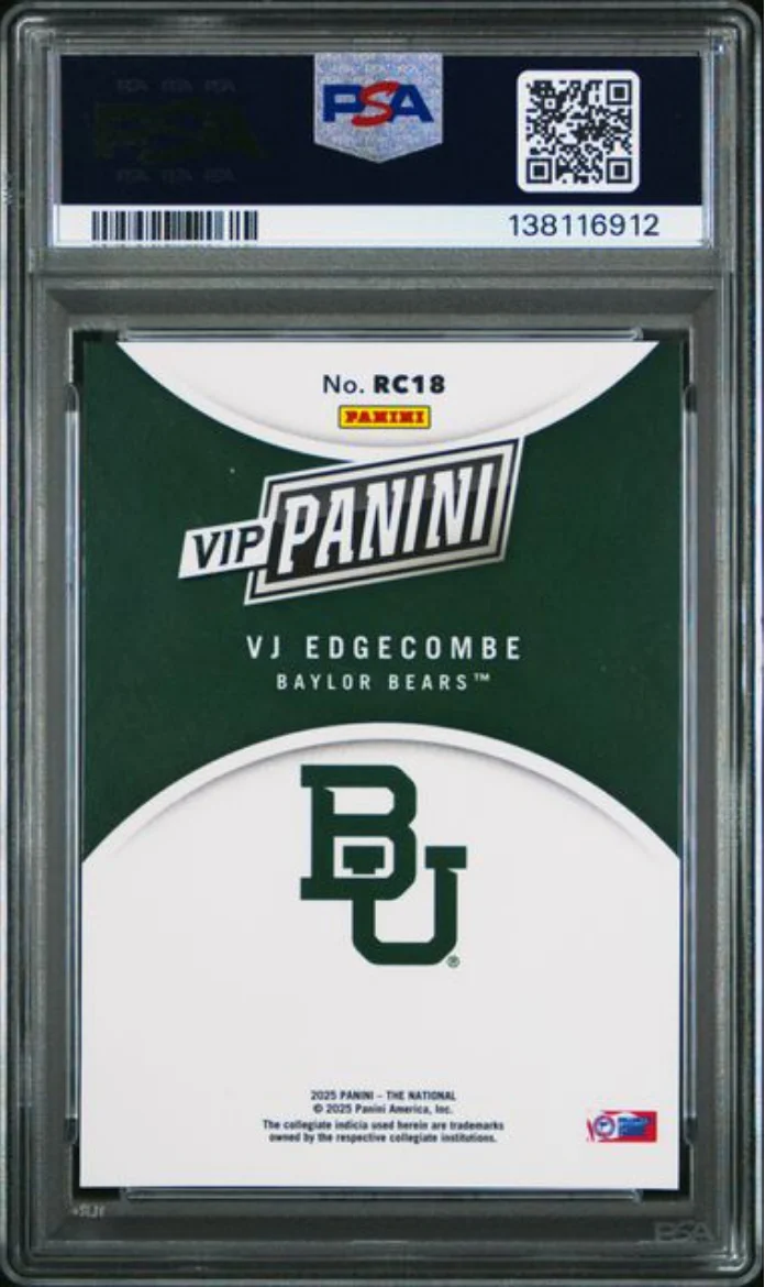 Graded 2025 Panini NSCC VIP Gold VJ Edgecombe #RC18 Rookie RC Basketball Card PSA 10 Gem Mint - Image 2