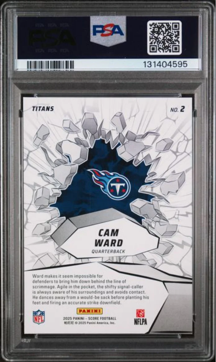 Graded 2025 Panini Score Cam Ward #2 Emerged Rookie RC Football Card PSA 10 Gem Mint - Image 2