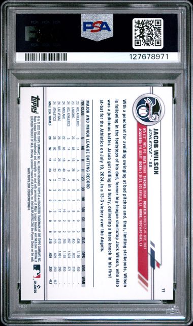 Graded 2025 Topps All Star Game Jacob Wilson #77 Rookie RC Baseball Card PSA 10 Gem Mint - Image 2
