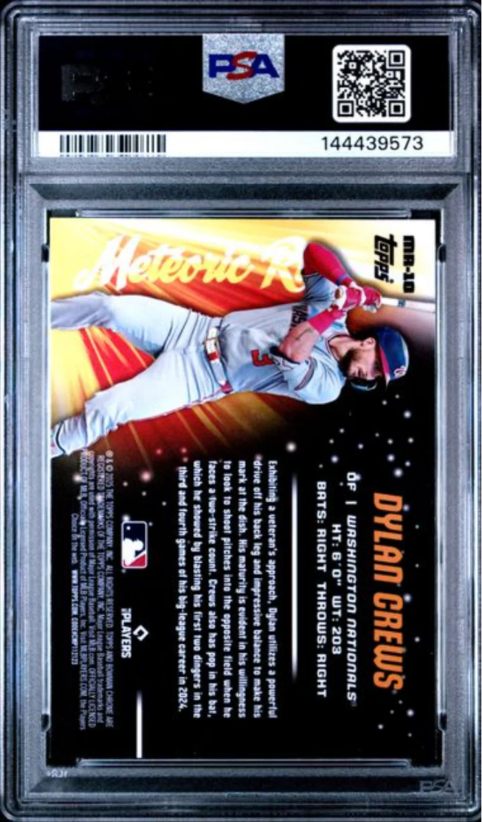 Graded 2025 Topps Bowman Chrome Dylan Crews #MR10 Meteoric Rise Rookie RC Baseball Card PSA 10 Gem Mint - Image 2