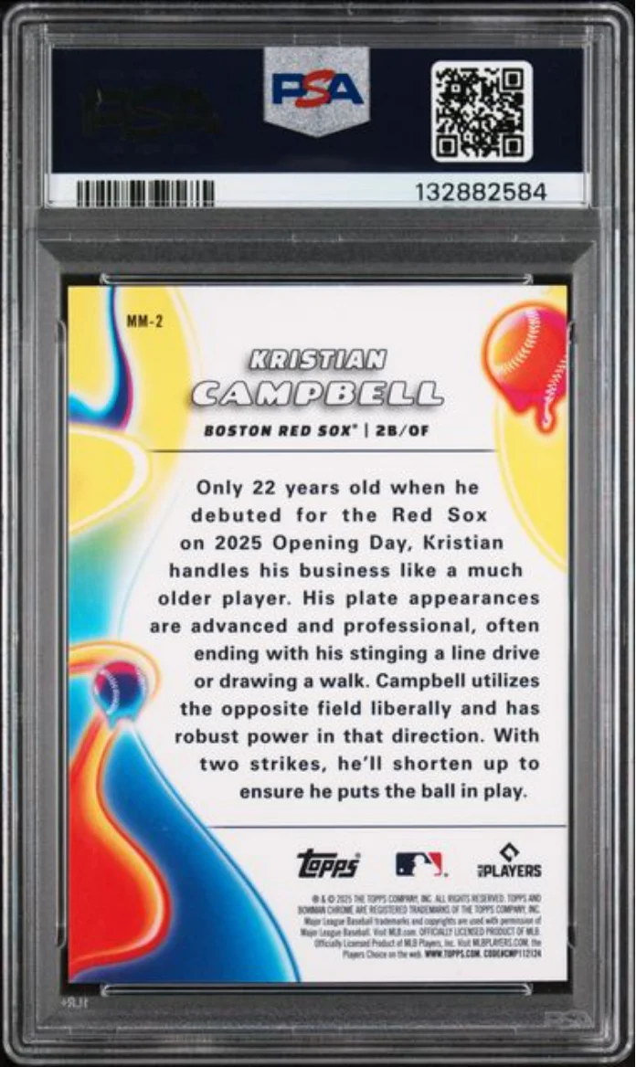 Graded 2025 Topps Bowman Chrome Kristian Campbell #MM2 Melt Mashers Rookie RC Baseball Card PSA 10 Gem Mint - Image 2