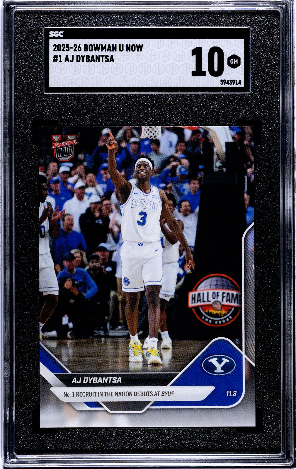 Graded 2025 Topps Bowman U Now AJ Dybantsa #1 Rookie RC Basketball Card SGC 10 Gem Mint