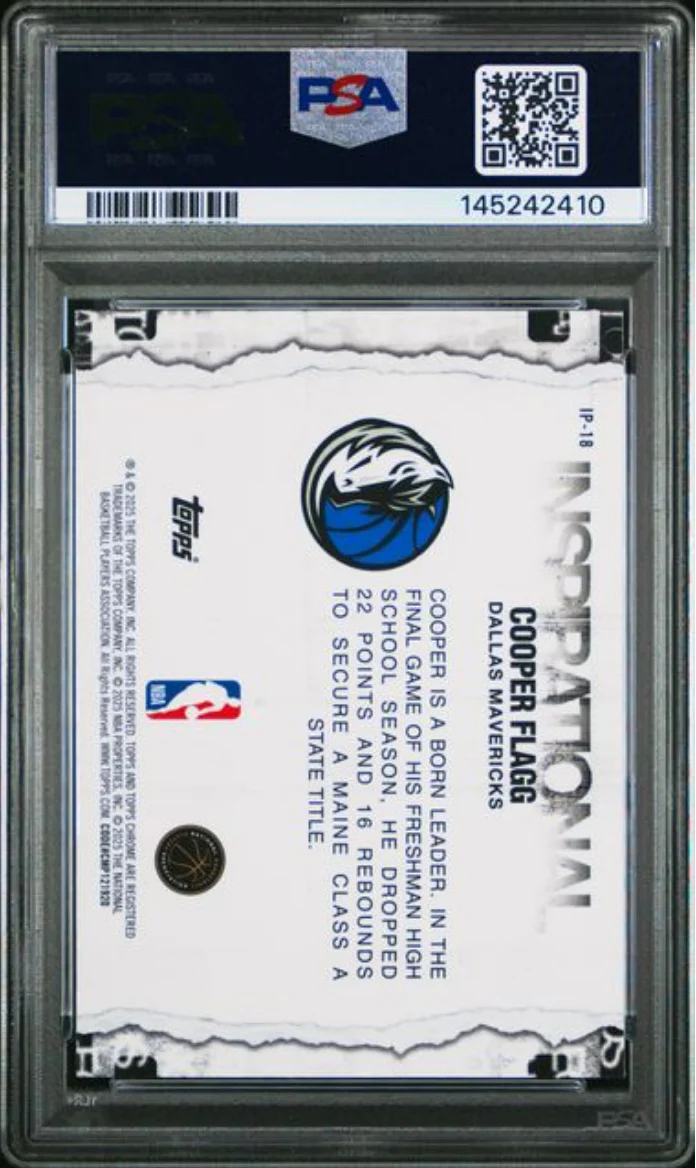 Graded 2025 Topps Chrome Cooper Flagg #IP18 Inspirational Rookie RC Basketball Card PSA 10 Gem Mint - Image 2