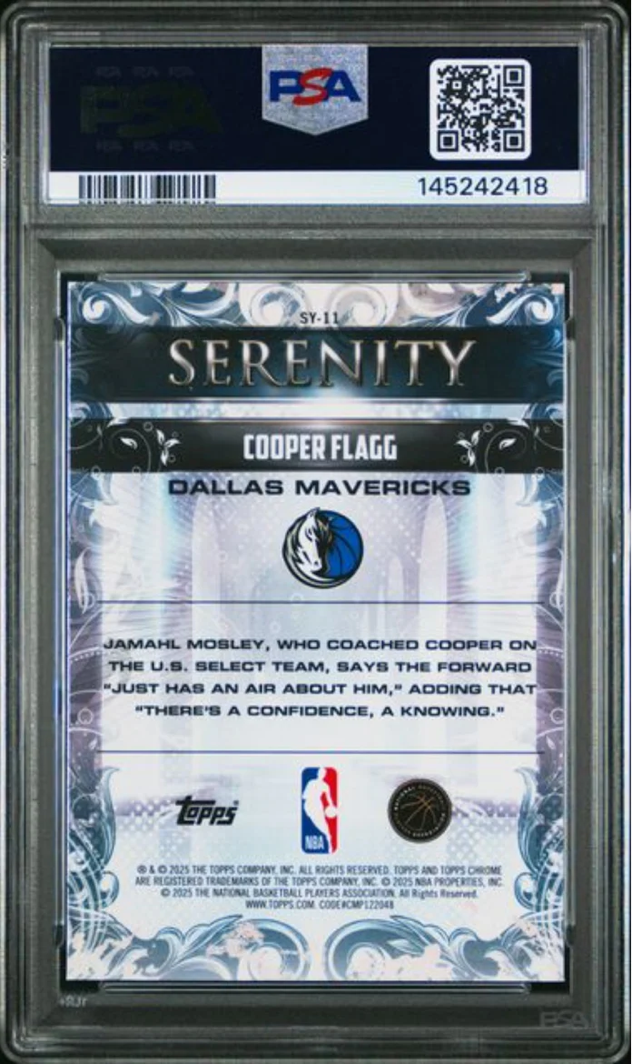 Graded 2025 Topps Chrome Cooper Flagg #SY11 Serenity Rookie RC Basketball Card PSA 10 Gem Mint - Image 2