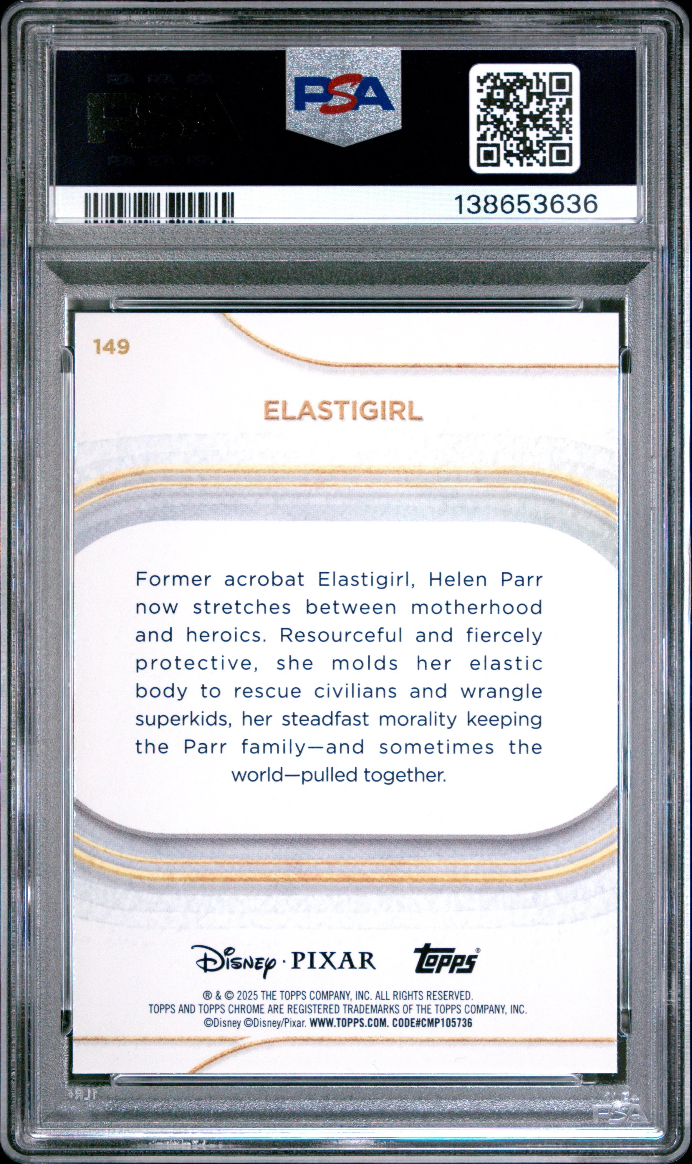 Graded 2025 Topps Chrome Disney Elastigirl #149 Yellow Mini Diamonds The Incredibles Mrs. Incredible Trading Card PSA 10 Gem Mint - Image 2
