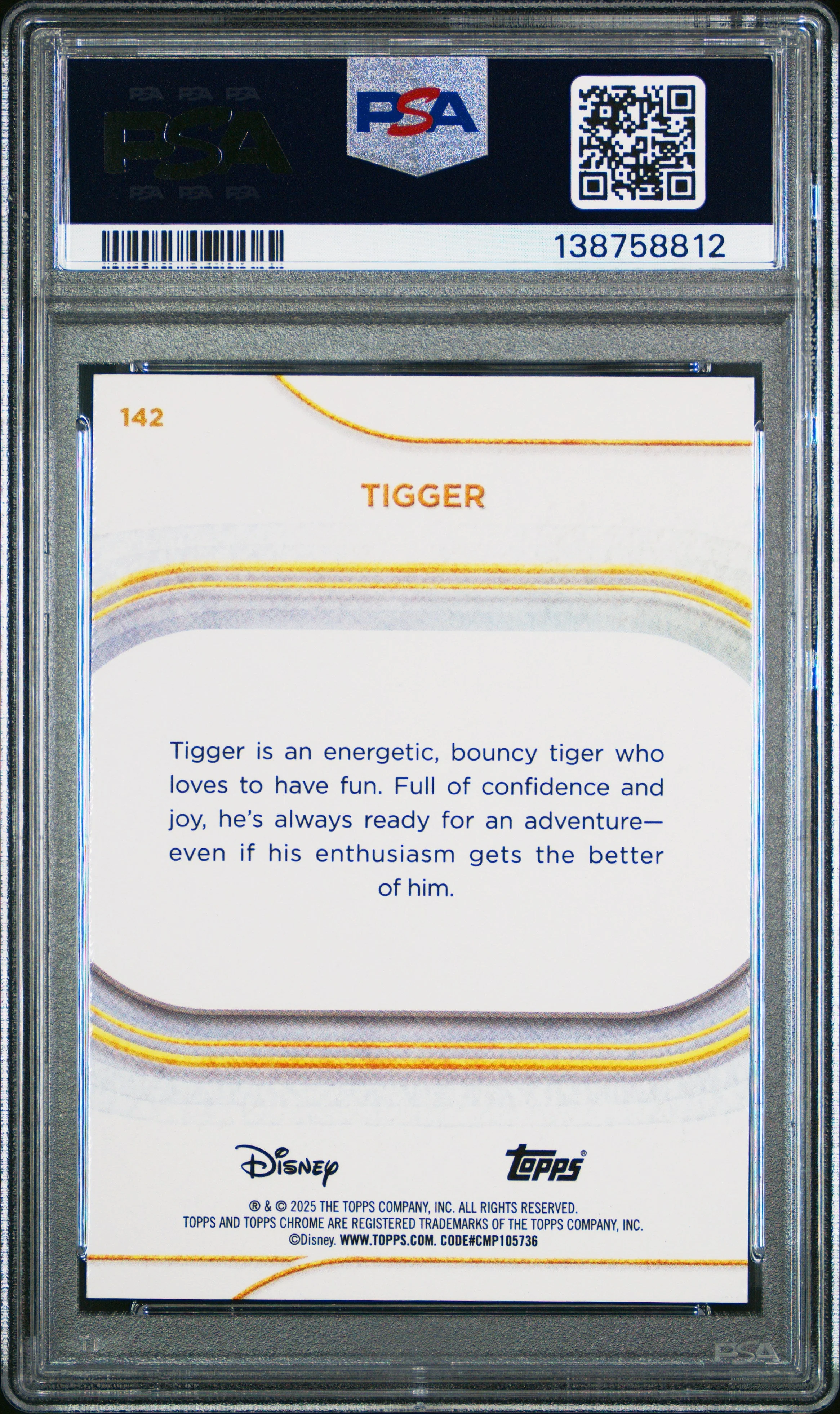 Graded 2025 Topps Chrome Disney Tigger #142 Winnie The Pooh Trading Card PSA 10 Gem Mint - Image 2