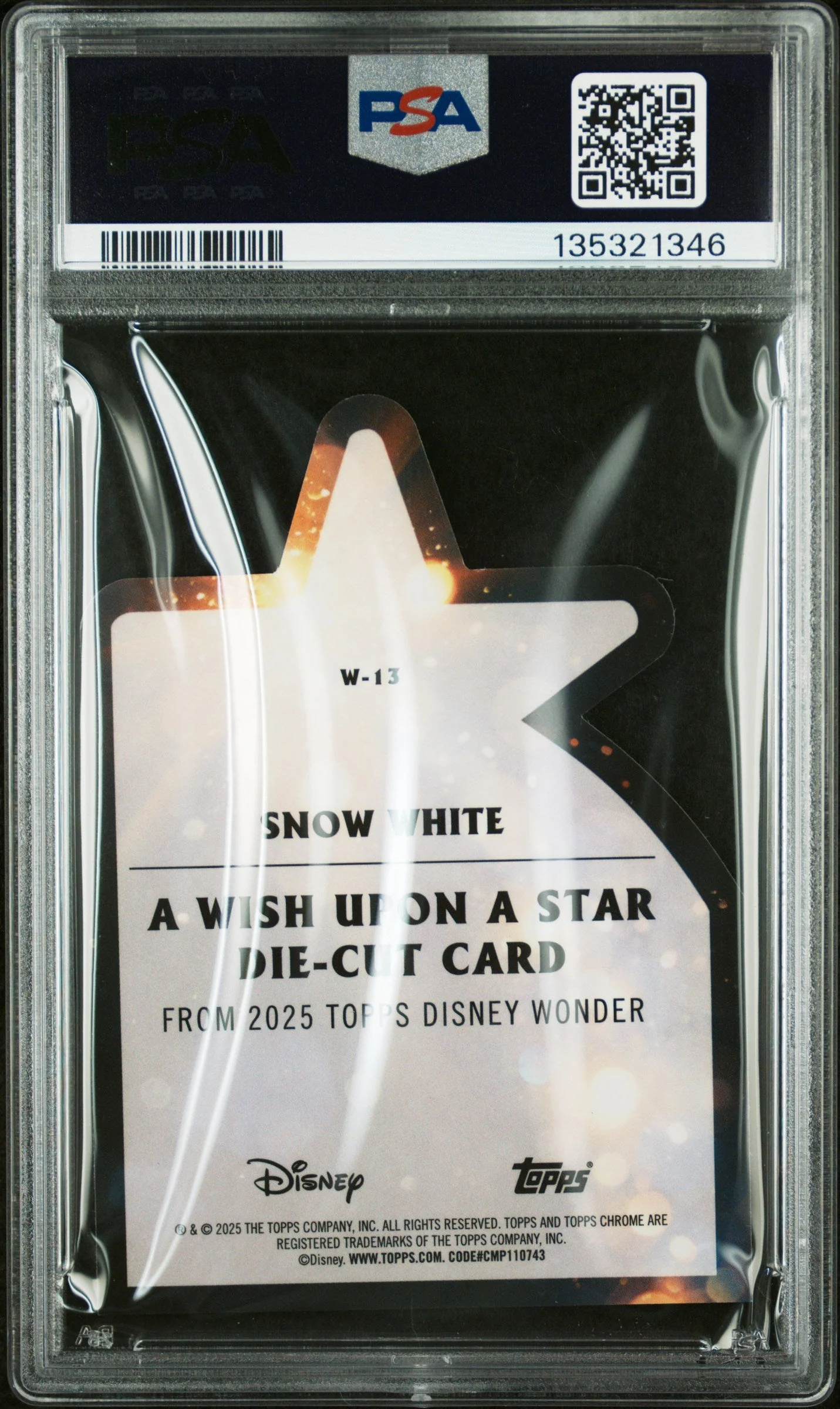Graded 2025 Topps Chrome Disney Wonder Snow White #W-13 Wish Upon A Star Die-Cut Seven Dwarfs Trading Card PSA 10 Gem Mint - Image 2