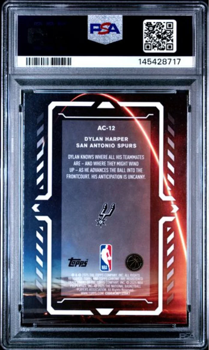 Graded 2025 Topps Chrome Dylan Harper #AC12 Activators Rookie RC Basketball Card PSA 10 Gem Mint - Image 2