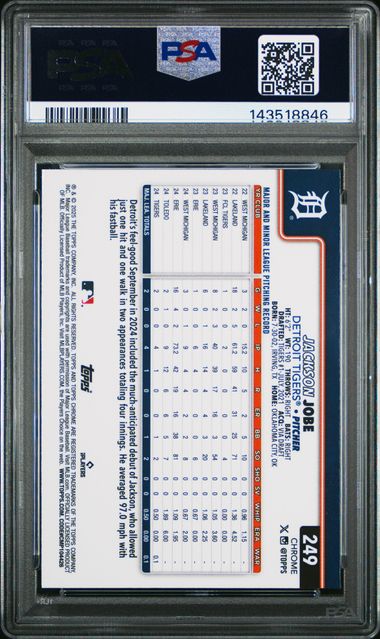 Graded 2025 Topps Chrome Jackson Jobe #249 Rookie RC Baseball Card PSA 10 Gem Mint - Image 2