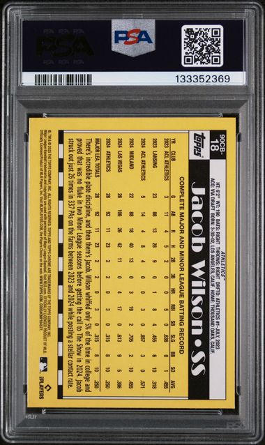 Graded 2025 Topps Chrome Jacob Wilson #90CB18 1990 Topps Rookie RC Baseball Card PSA 10 Gem Mint - Image 2