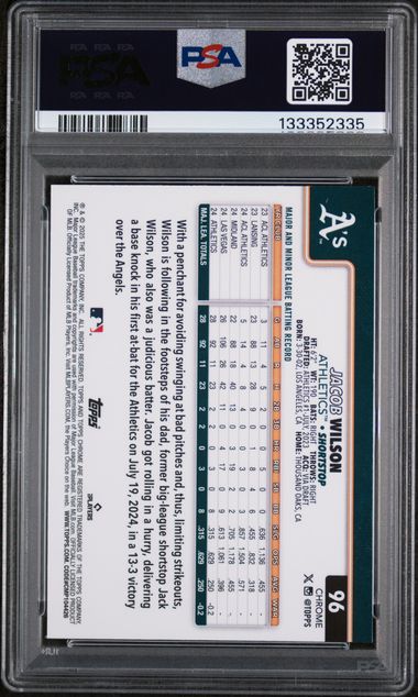 Graded 2025 Topps Chrome Jacob Wilson #96 Rookie RC Baseball Card PSA 10 Gem Mint - Image 2