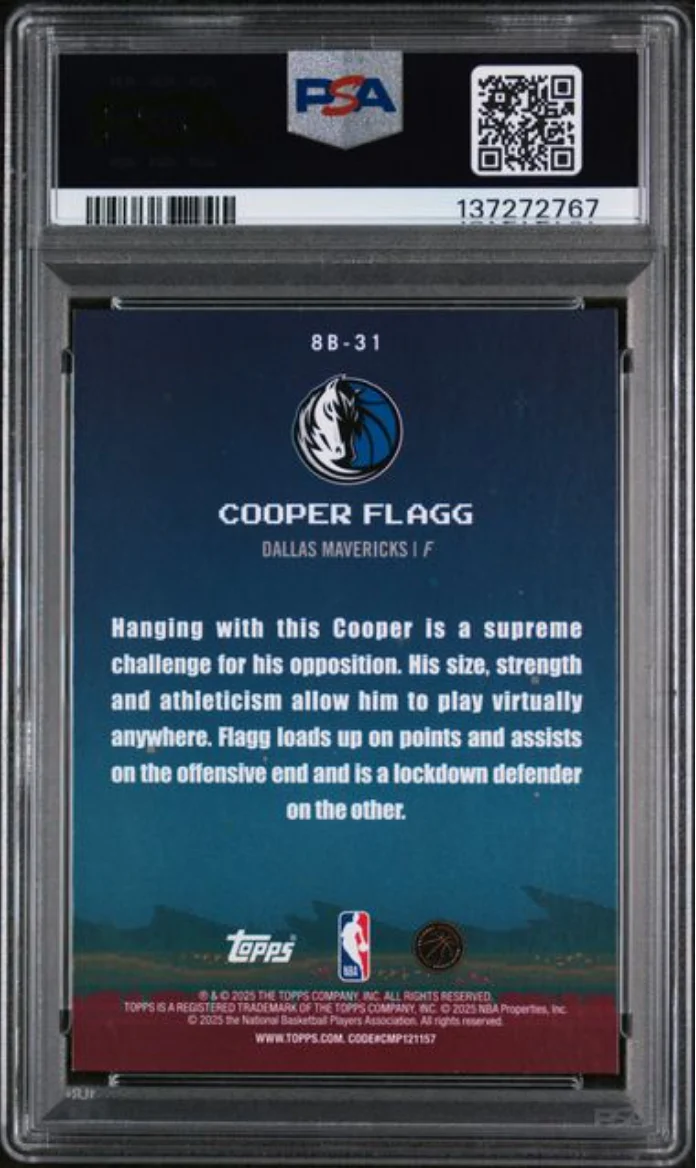 Graded 2025 Topps Cooper Flagg #8B-31 8 Bit Ballers Rookie RC Basketball Card PSA 9 Mint - Image 2