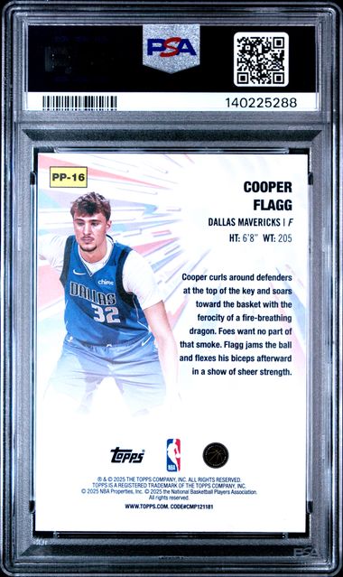 Graded 2025 Topps Cooper Flagg #PP16 Power Players Holo Foil Rookie RC Basketball Card PSA 10 Gem Mint - Image 2