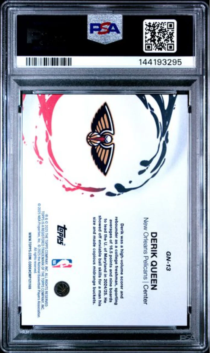 Graded 2025 Topps Derik Queen #GN13 Generation Now Rookie RC Basketball Card PSA 10 Gem Mint - Image 2