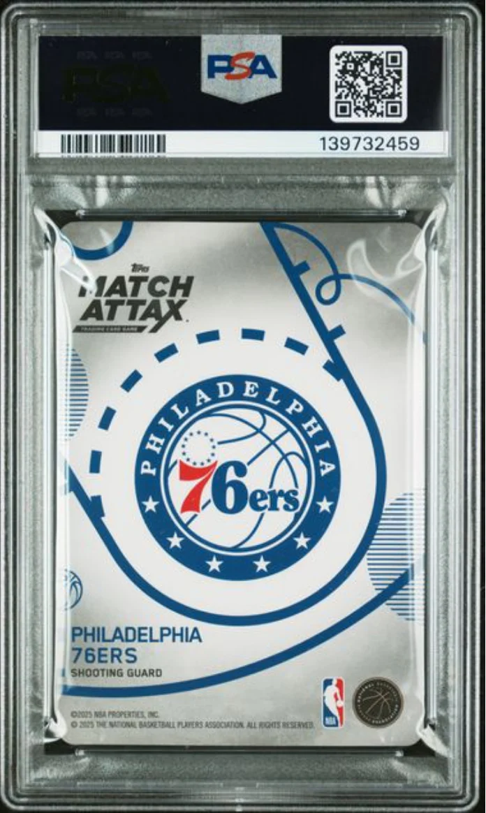 Graded 2025 Topps Match Attax VJ Edgecombe #BBVE Breakthrough Ballers Rookie RC Basketball Card PSA 10 Gem Mint - Image 2