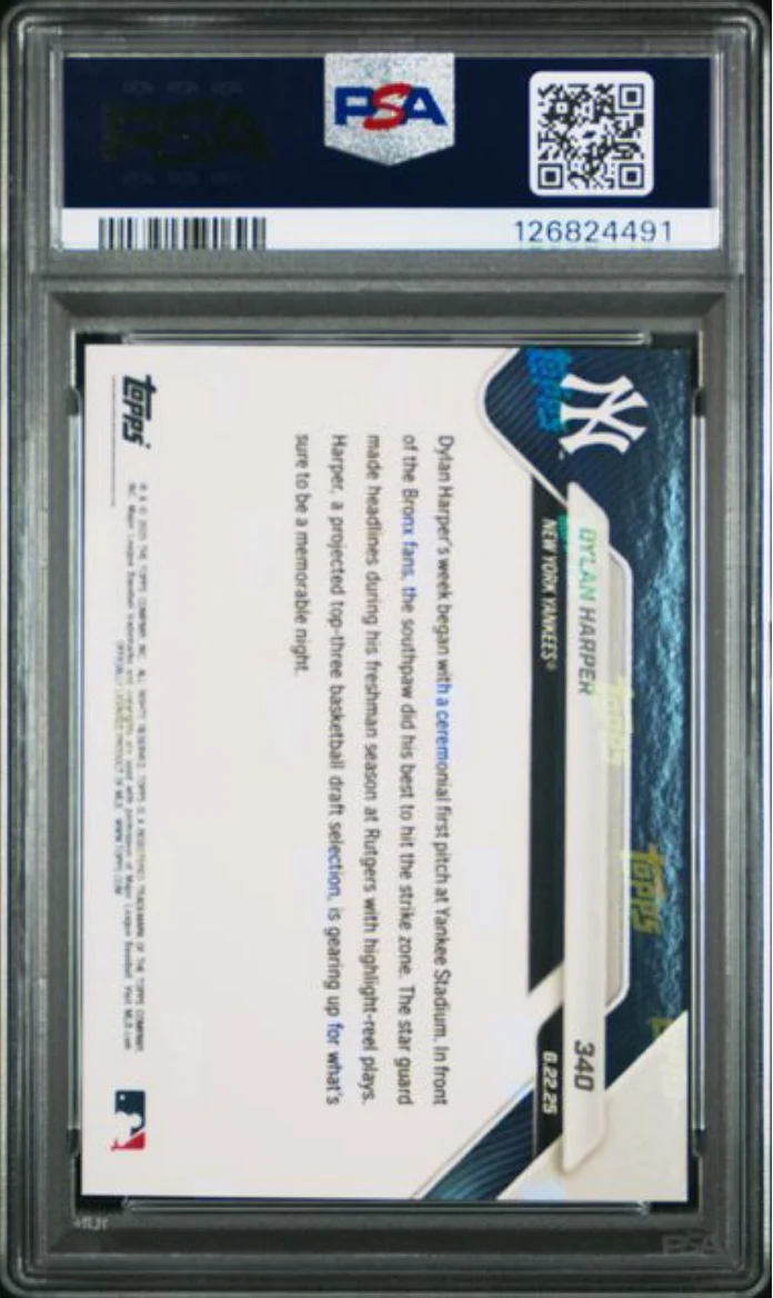 Graded 2025 Topps Now Dylan Harper #340 Rookie RC Baseball Card PSA 10 Gem Mint - Image 2