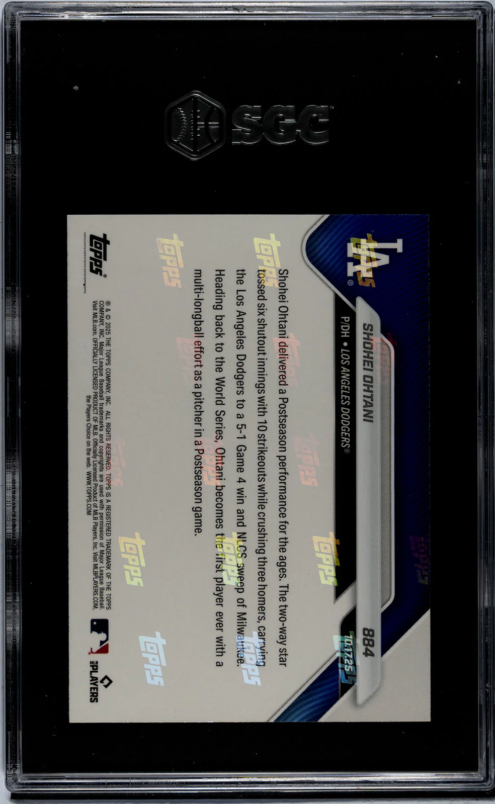 Graded 2025 Topps Now Shohei Ohtani #884 Baseball Card SGC 9.5 Mint+ - Image 2