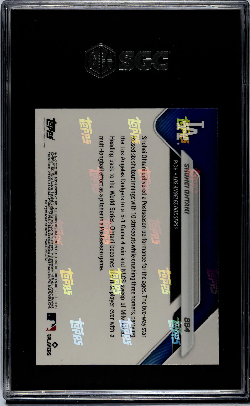 Graded 2025 Topps Now Shohei Ohtani #884 Baseball Card SGC 9 Mint - Image 2