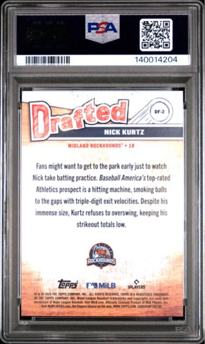 Graded 2025 Topps Pro Debut Nick Kurtz #DF2 Drafted Rookie RC Baseball Card PSA 10 Gem Mint - Image 2