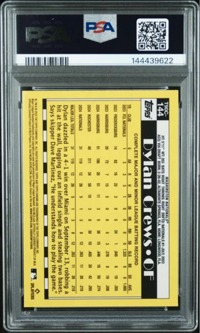 Graded 2025 Topps Silver Pack Dylan Crews #144 Blue /150 Rookie RC Baseball Card PSA 10 Gem Mint - Image 2