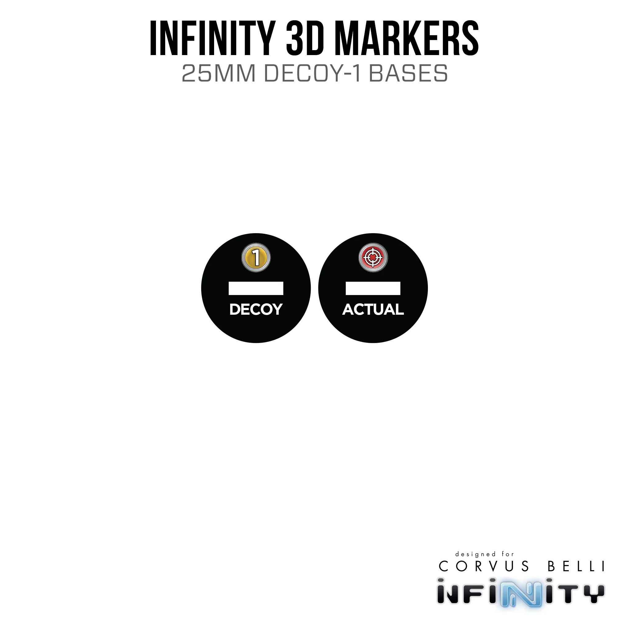 Infinity 3D Markers: Strelok (2x 25mm Camo -3, Decoy -1) - Image 3