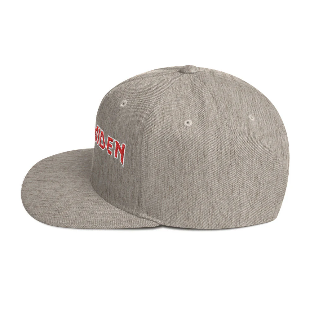 Iron Maiden Classic Logo Grey Embroidered Snap Back Hat [Apparel] - Image 3