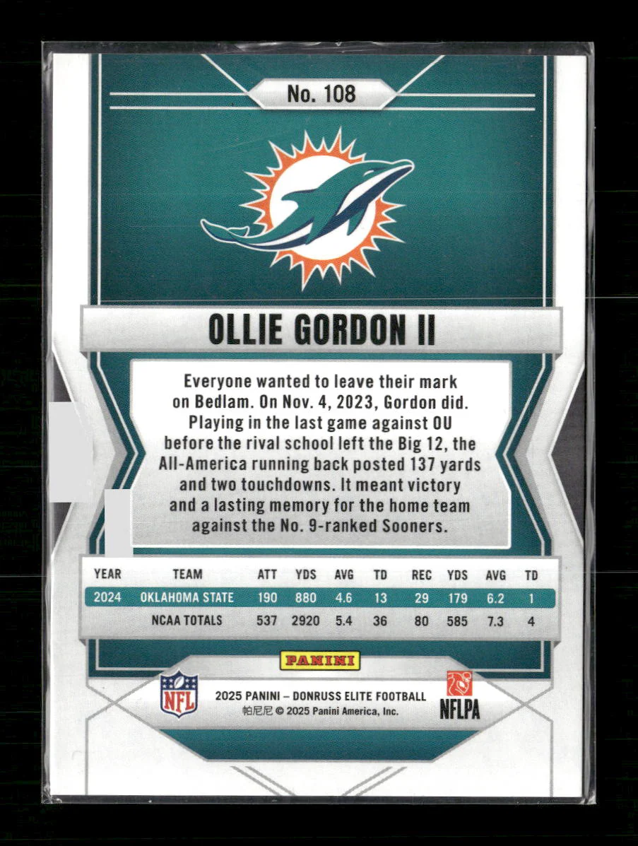 Ollie Gordon II 2025 Donruss Elite Razzle Dazzle Rookie #108 - Image 2