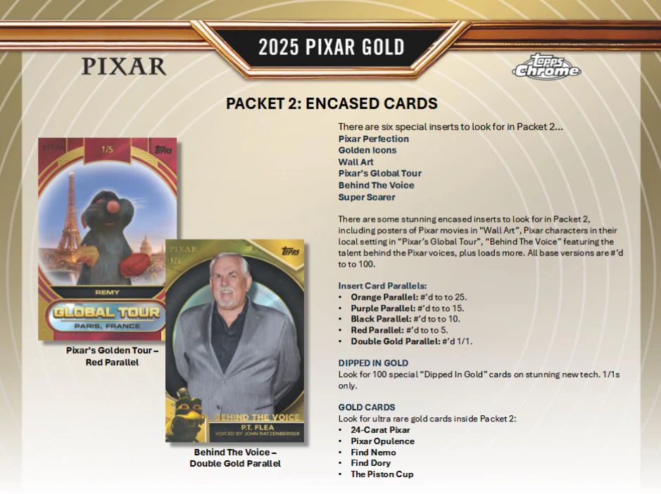 Pixar Trading Cards Topps Gold 2025 Hobby Box Of 2 Packs (01/14/2026) - Image 6