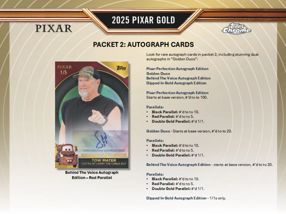 Pixar Trading Cards Topps Gold 2025 Hobby Box Of 2 Packs (01/14/2026) - Image 7
