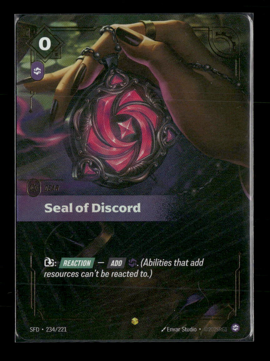 Seal of Discord (Overnumbered) #234/221 Showcase - Riftbound Spiritforged TCG
