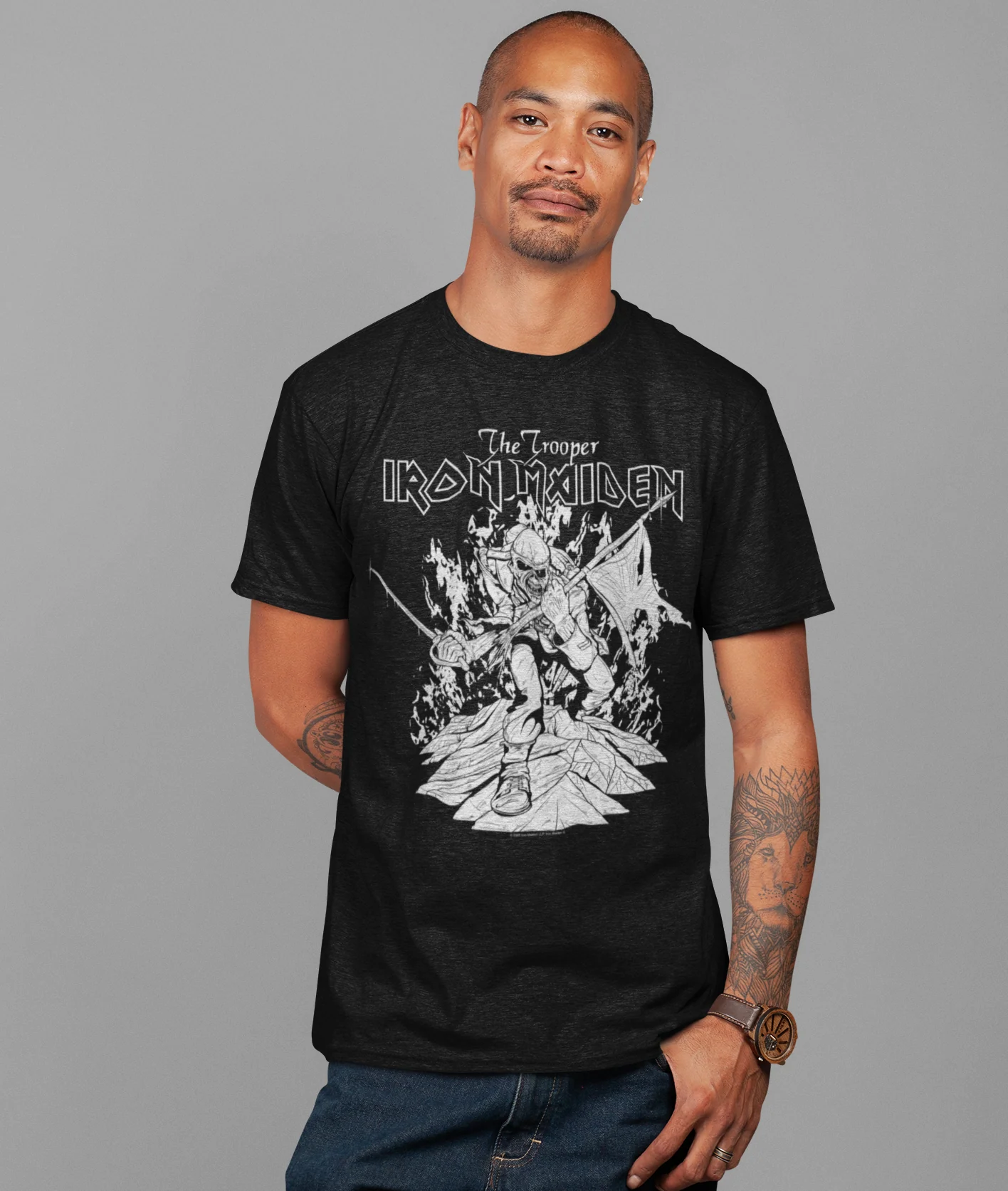 Iron Maiden - Trooper Black and White Jumbo Print T-Shirt [Apparel] - Image 2