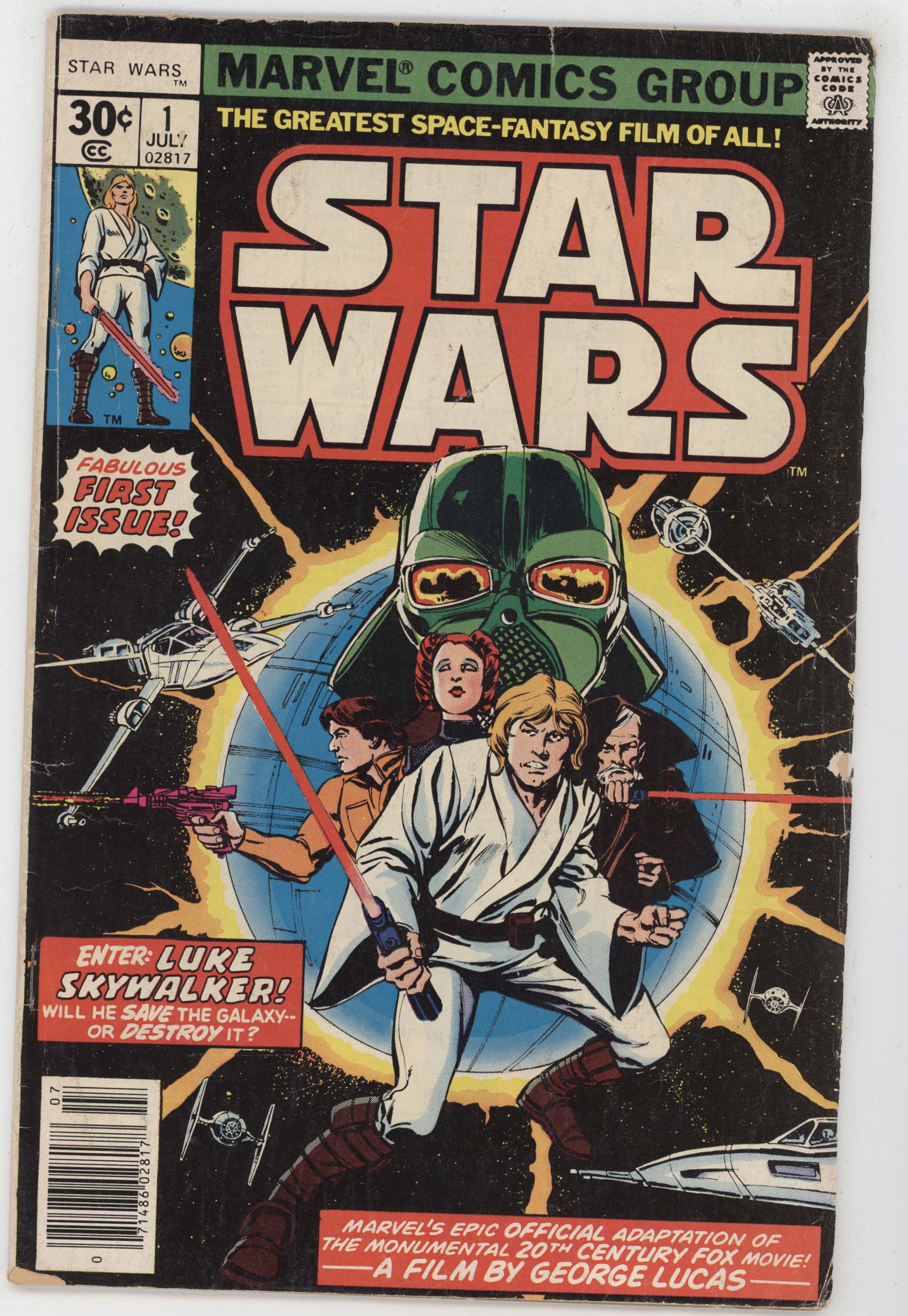 Star Wars 1 Marvel 1977 VG 1st Print Darth Vader Luke Skywalker Han Solo Obi-Wan
