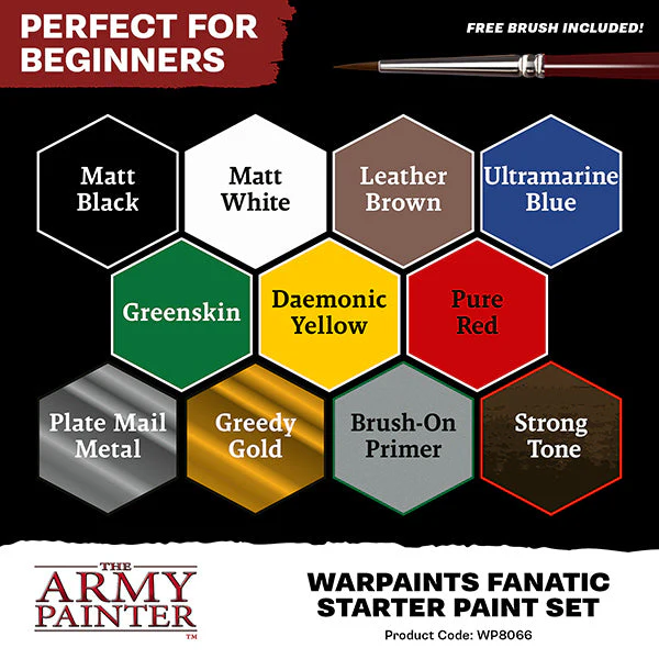 The Army Painter - Warpaint: Fanatic Starter Paint Set (11 colors + 1 brush + 1 miniature) - Image 2