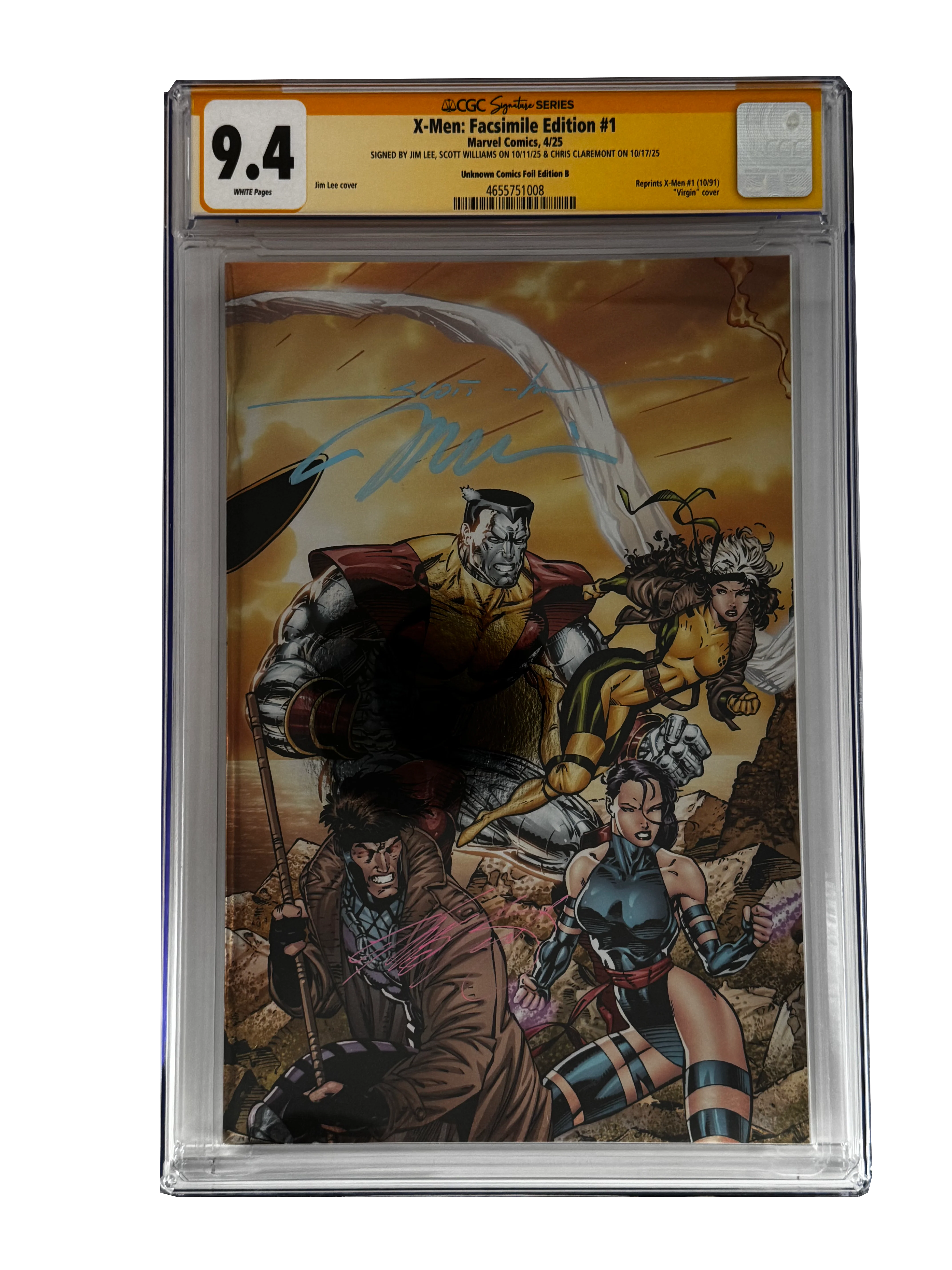 [TRIPLE SIGNED CGC YELLOW LABEL 4 PACK FOIL] X-Men 1991 #1 Facsimile Jim Lee | Claremont |  Williams Cover Var [Set #1] - Image 3