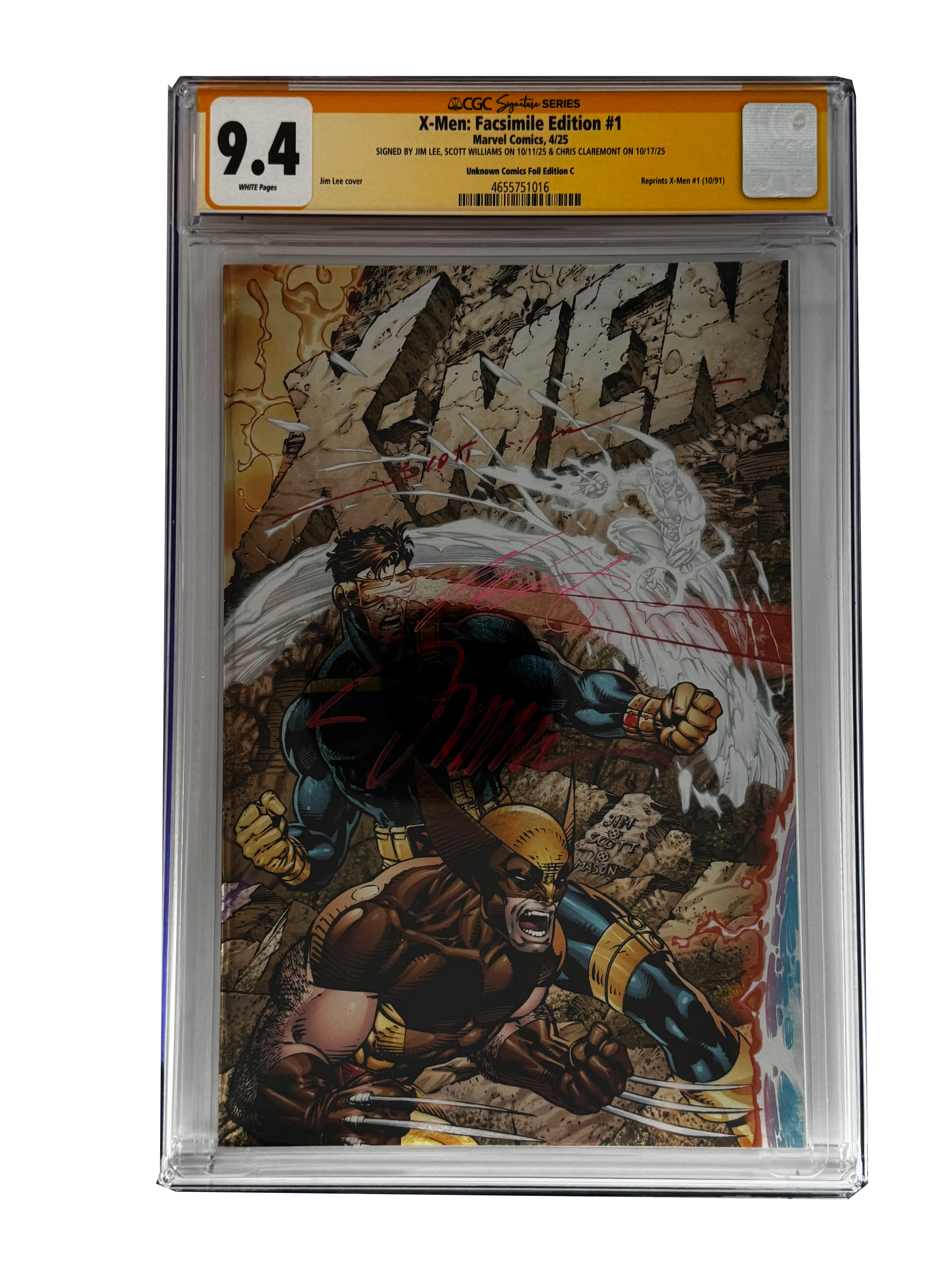 [TRIPLE SIGNED CGC YELLOW LABEL 4 PACK FOIL] X-Men 1991 #1 Facsimile Jim Lee | Claremont |  Williams Cover Var [Set #1] - Image 4